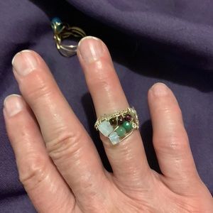 Opal, Jade and Garnet ring